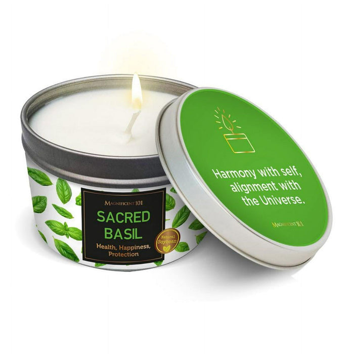 Magnificent 101 Long Lasting Sacred Aloe Scented Smudge Candle | 6 Oz - 35 Hour Burn | Soy Wax Candle for House Energy Cleansing, Purification, Manifestation & Chakra Healing | Good Vibes Only