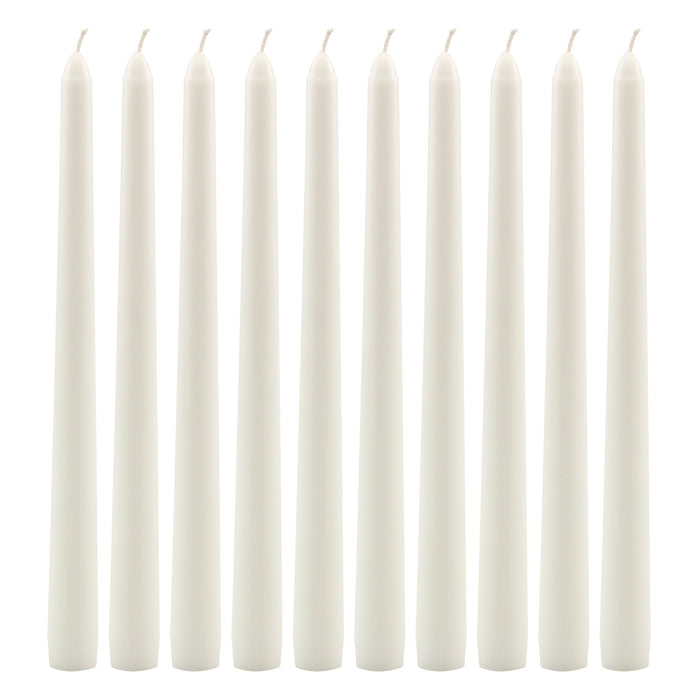 Stonebriar Unscented 10" Dripless Taper Candles with 7 Hour Burn, 10 Pack, White