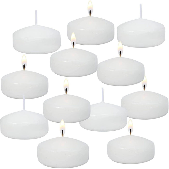 KBLLUNH 12 Pack White Unscented Floating Candles 2 inch for Centerpieces, Wedding Party