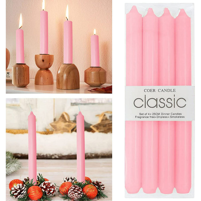 STONCEL Pink Candles 10 in, 12 Pack Pink Candle Sticks Tapered Candles Set, Tall Candles Smokeless and Unscented, Paraffin Wax with Cotton Wicks, 6 Hour Burn Time for Candlesticks Dinner Festival