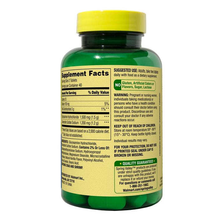 Spring Valley Triple Strength Glucosamine Chondroitin Tablets Dietary Supplement; 80 Count