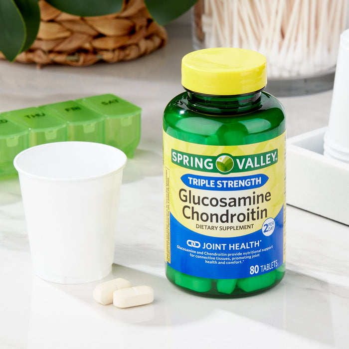 Spring Valley Triple Strength Glucosamine Chondroitin Tablets Dietary Supplement; 80 Count