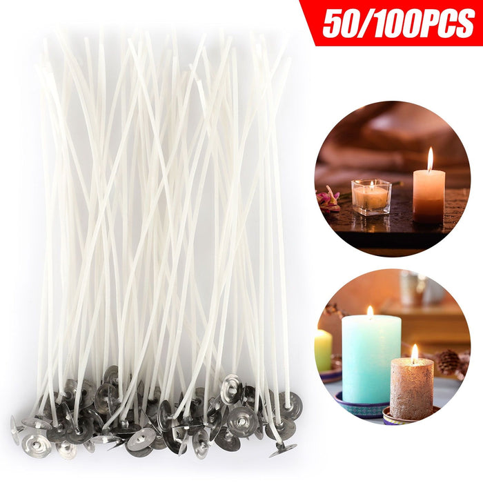 100Pcs 6in Natural Cotton Candle Wicks, TSV Pre-waxed Low Smoke Candle Wicks for Candles Making, Lead-free, Non-Toxic, Luminous, Long-lasting Storage Candle Wicks, Perfect for Home DIY Lovers