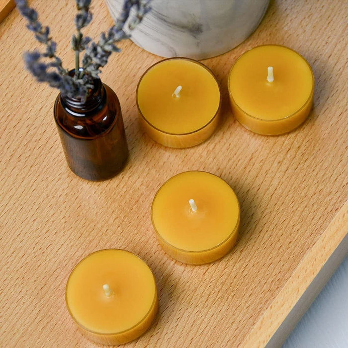 DEYBBY Beeswax Tealight Candles, Small Natural Beeswax Candle in Clear Cup for Home Decor (20 Pack)
