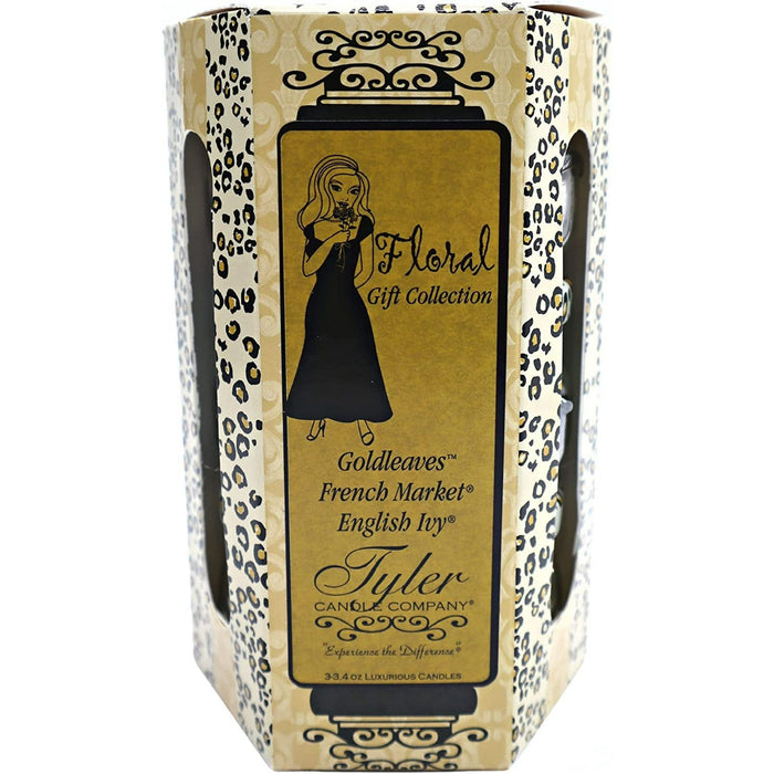 Tyler Candle Company, Floral Gift Collection, Scented Candles Gifts for Women, Ultimate Aromatherapy Experience, 3 Luxurious Candles with Essential Oils, 3.4 oz Each