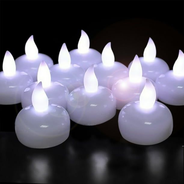 12 Pack LED Floating Candles, Waterproof Flameless Tea Lights Cool White Light - Battery Operated Candles Decoration for Wedding, Thanksgiving, Christmas, Birthday Party