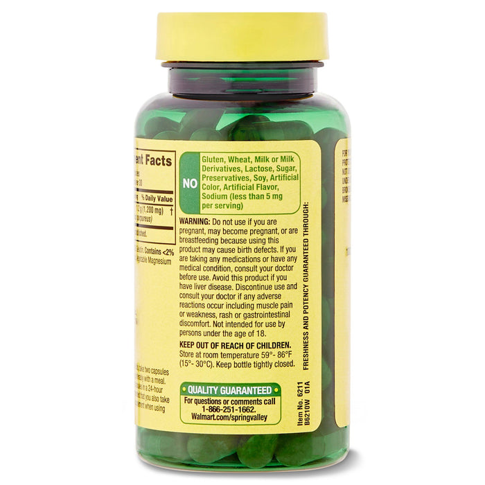 Spring Valley Red Yeast Rice Dietary Supplement; 600 mg; 60 Count