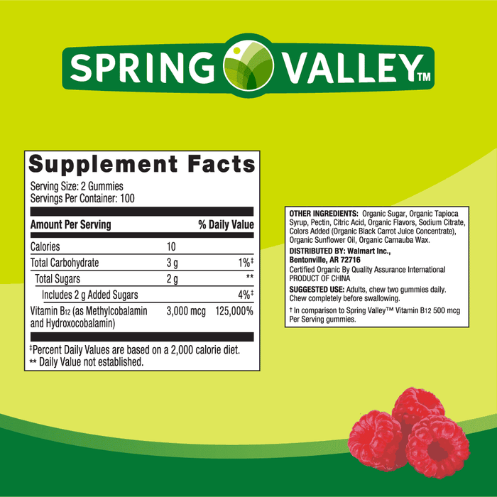 Spring Valley Extra Strength B12 Gummies; 3000 mcg; 200 Count