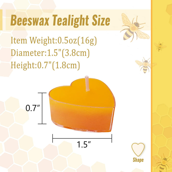 FCMSHAMD Tea Lights - Pack of 36, Premium Beeswax, 0.6 oz Each, 3-4 Hours Burn Time