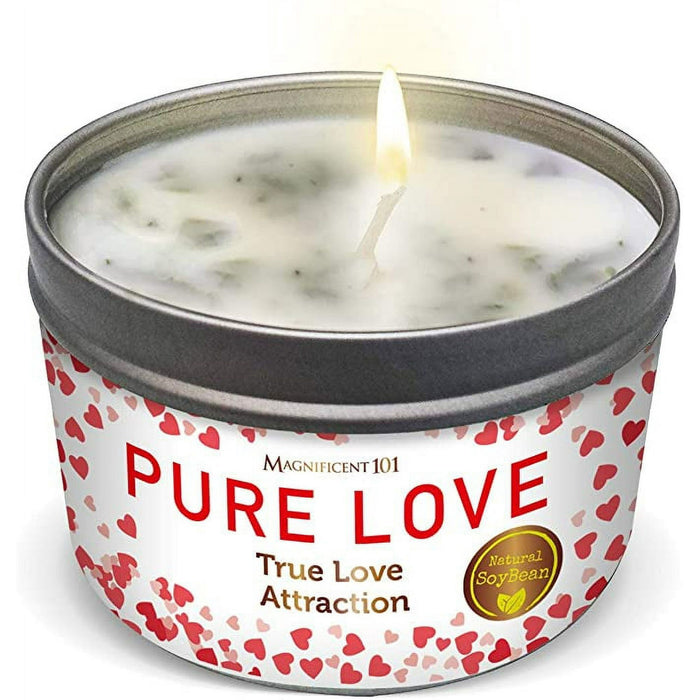 Magnificent 101 Long Lasting Pure Love Aromatherapy Candle | 6 Oz - 35 Hour Burn Time | Made of Soy Wax Candle with Florals & Oils for True Love Attraction, Purification & Manifestation