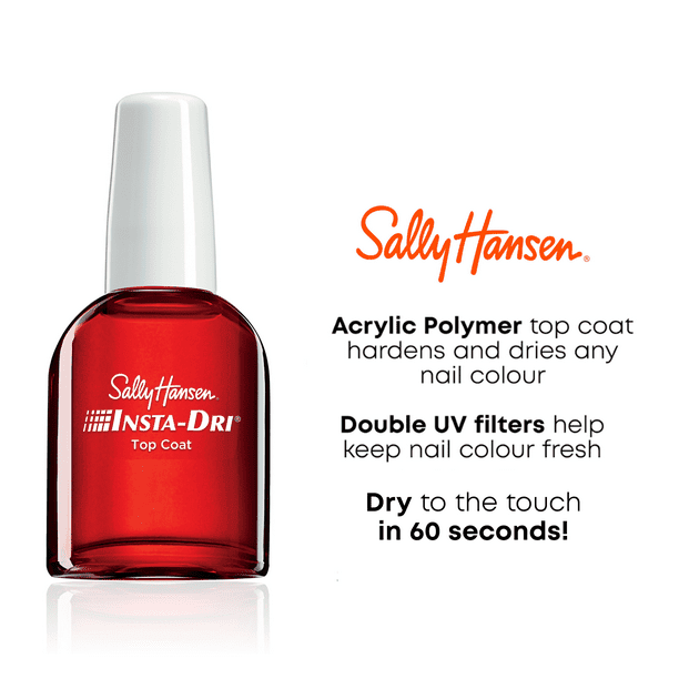 Sally Hansen Insta-dri? Anti-chip Top Coat, Clear, Glossy, 0.45 Fl Oz, Pack of 1