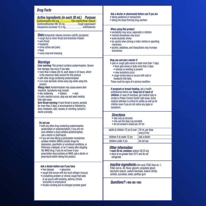 Vicks NyQuil High Blood Pressure Liquid Medicine, Cold & Flu Relief, Over-the-Counter Medicine, 8 Oz