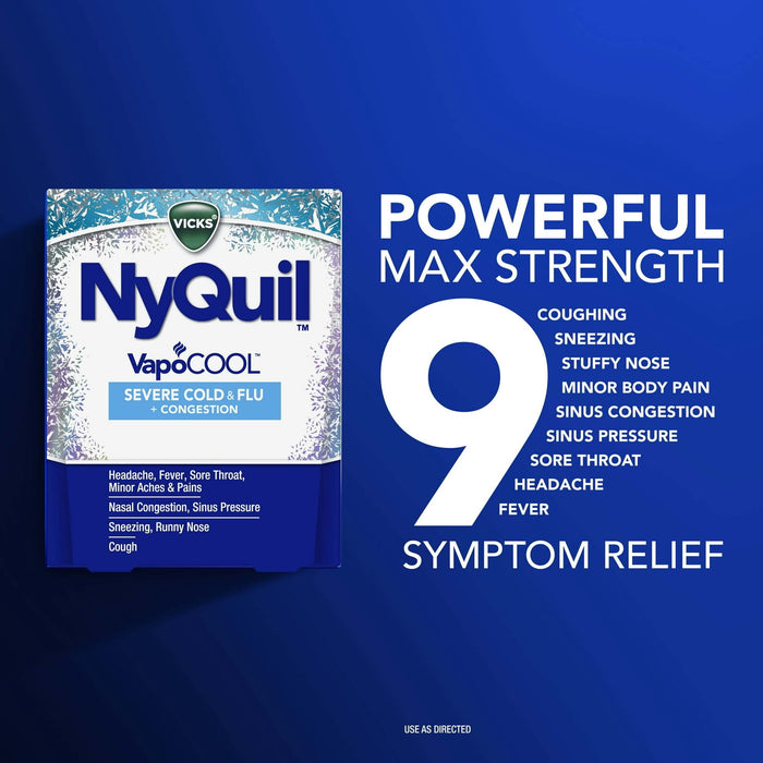 Vicks NyQuil Vapocool Medicine Caplets, Severe Cold & Flu, over-the-counter Medicine, 24 Caplets