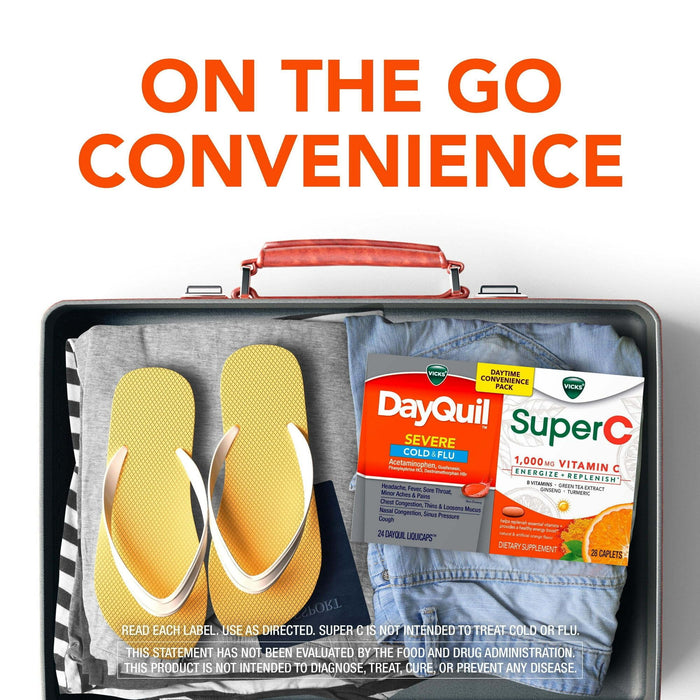 DayQuil Severe Liquicaps Medicine and Super C Daily Supplement Tablet Convenience Pack, 26 Ct