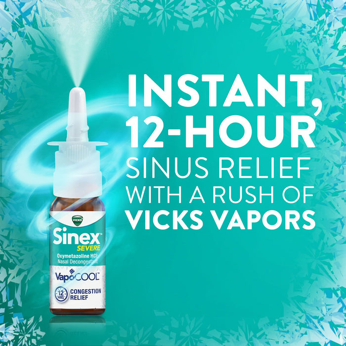 Vicks Sinex Severe VapoCOOL Ultra Fine Nasal Mist, Nasal Decongestant Spray, over-the-counter Medicine, 0.5 oz