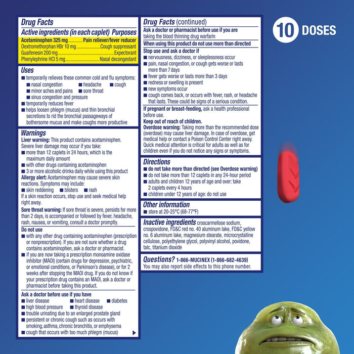 Mucinex All in One Fast Max, Cold and Flu Medicine, 20 Caplets