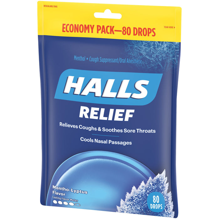 HALLS Relief Mentho-Lyptus Cough Drops, Economy Pack, 80 Drops