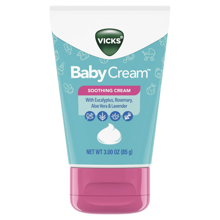 Vicks BabyCream Soothing Cream, Non-Medicated with Aloe, Eucalyptus, Lavender, and Rosemary, 3 oz