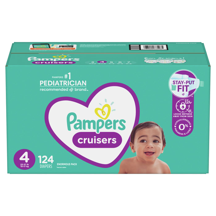 Pampers Cruisers Active Fit Taped Diapers Size 4, 124Count