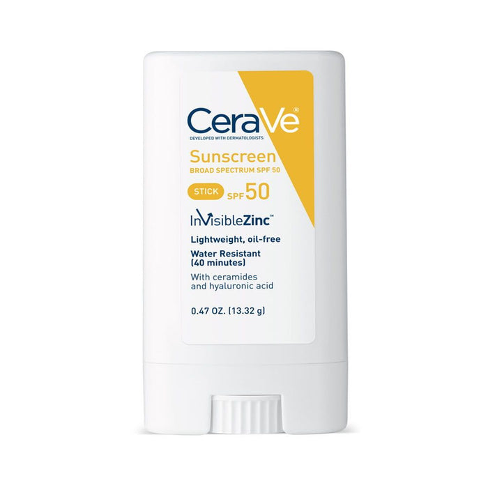 CeraVe Mineral Sunscreen Stick SPF 50 Body & Face Sunblock for Sensitive Skin, Kids & Adults 0.47 oz