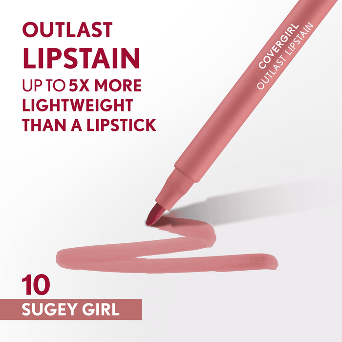 Covergirl Outlast Lipstain, 10 Sugey Girl, Pink, 0.06oz