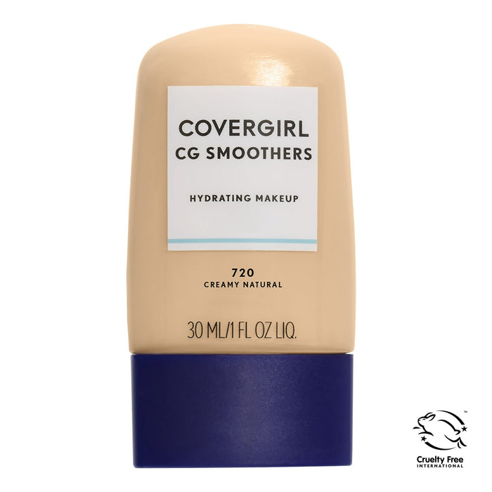 COVERGIRL Smoothers Hydrating Foundation, 720 Creamy Natural, 1 fl oz, Hydrating Foundation, Cruelty Free Foundation, Liquid Foundation, Cream Foundation, Moisturizing Foundation