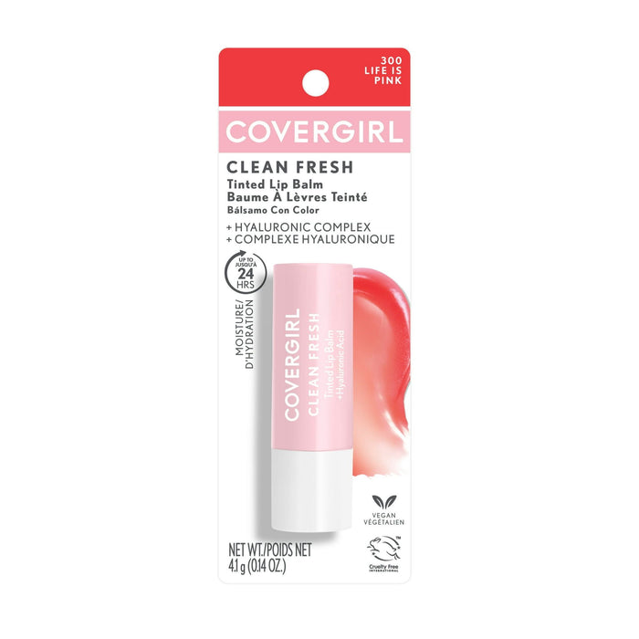 COVERGIRL Clean Fresh Lip Balm, 300 Life Is Pink, 0.14 oz