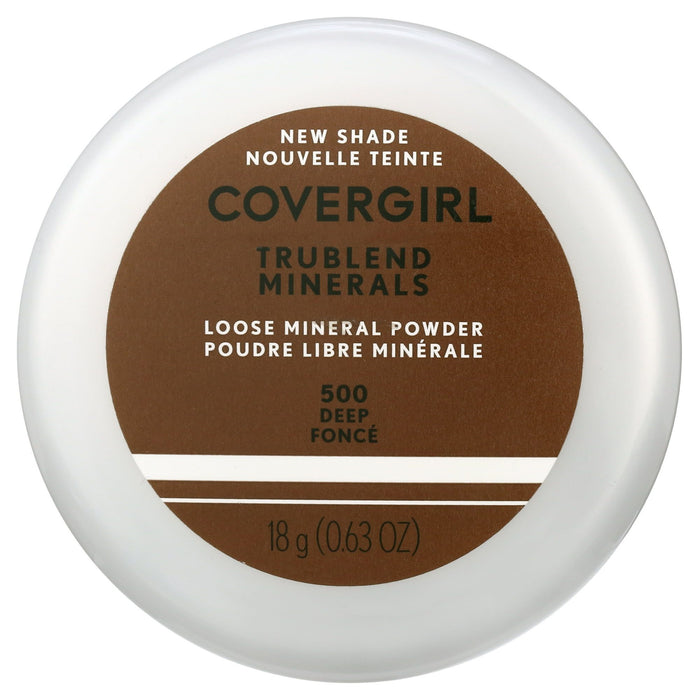 COVERGIRL TruBlend Loose Mineral Powder, 500 Deep, 0.63 oz, Setting Powder, Loose Powder, Enriched with Minerals, Easy Application, Soft, Even-Toned, Fresh Complextion