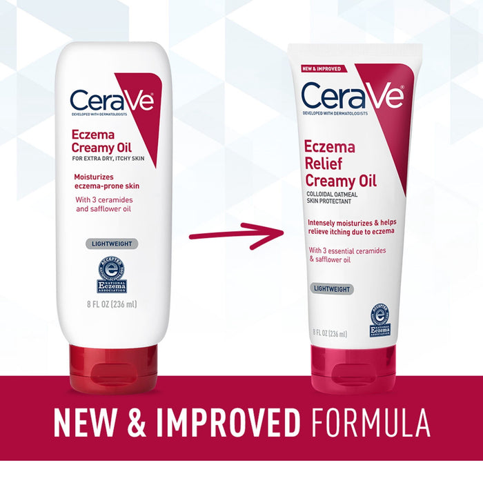 CeraVe Eczema Relief Creamy Body Oil for Itchy Dry Skin with Colloidal Oatmeal, FSA Eligible 8 oz