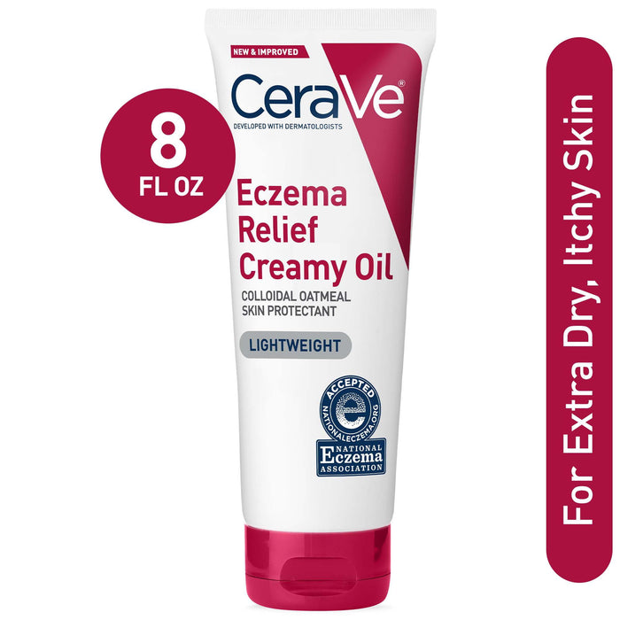 CeraVe Eczema Relief Creamy Body Oil for Itchy Dry Skin with Colloidal Oatmeal, FSA Eligible 8 oz