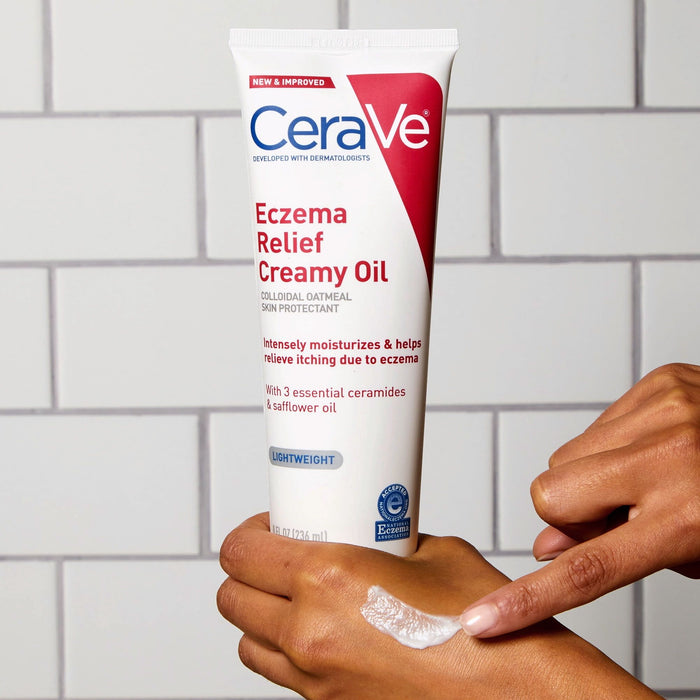 CeraVe Eczema Relief Creamy Body Oil for Itchy Dry Skin with Colloidal Oatmeal, FSA Eligible 8 oz