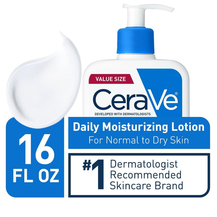 CeraVe Daily Moisturizing Face & Body Lotion with Hyaluronic Acid for Normal to Dry Skin, 16 oz