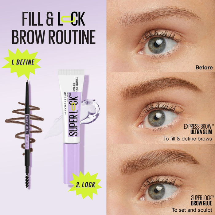 Maybelline Super Lock Brow Glue Clear Eyebrow Gel, Clear, 0.23 fl oz