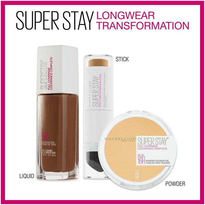 Maybelline Super Stay Powder Foundation Makeup, Full Coverage, 110 Porcelain, 0.21 oz