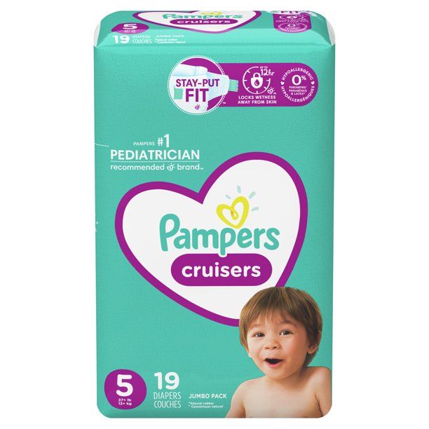 Pampers Cruisers Active Fit Taped Diapers Size 5, 19 Count