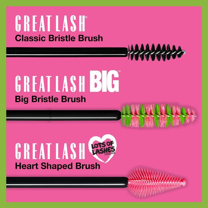 Maybelline Great Lash Curved Brush Washable Mascara, Blackest Black