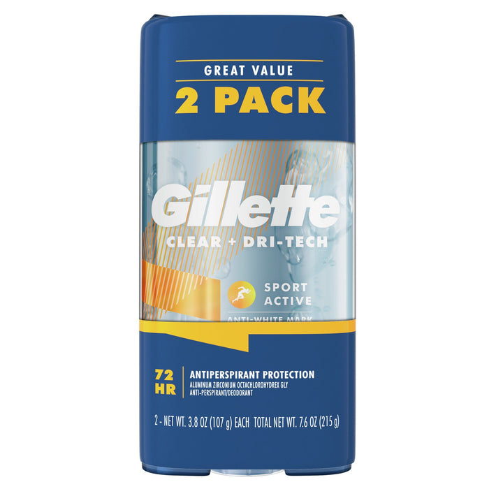 Gillette Antiperspirant and Deodorant for Men; Sport Active; Twin Pack; 3.8 oz