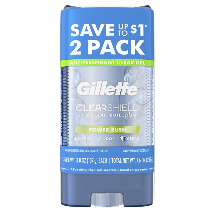 Gillette Antiperspirant and Deodorant for Men; Powder Rush; Twin Pack; 3.8 oz