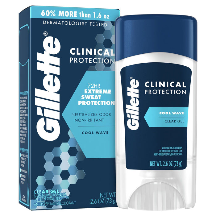 Gillette Clinical Clear Gel Antiperspirant Deodorant; Cool Wave; 2.6 oz