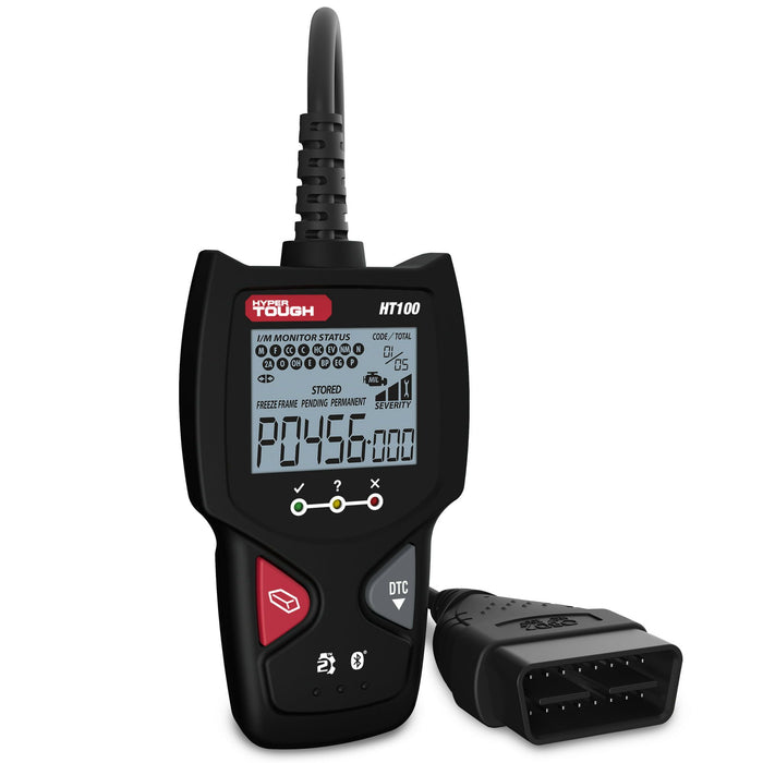 Hyper Tough HT100 Code Reader, 1996 & Newer OBD2 Vehicles, Free Fix & Part Recommendations