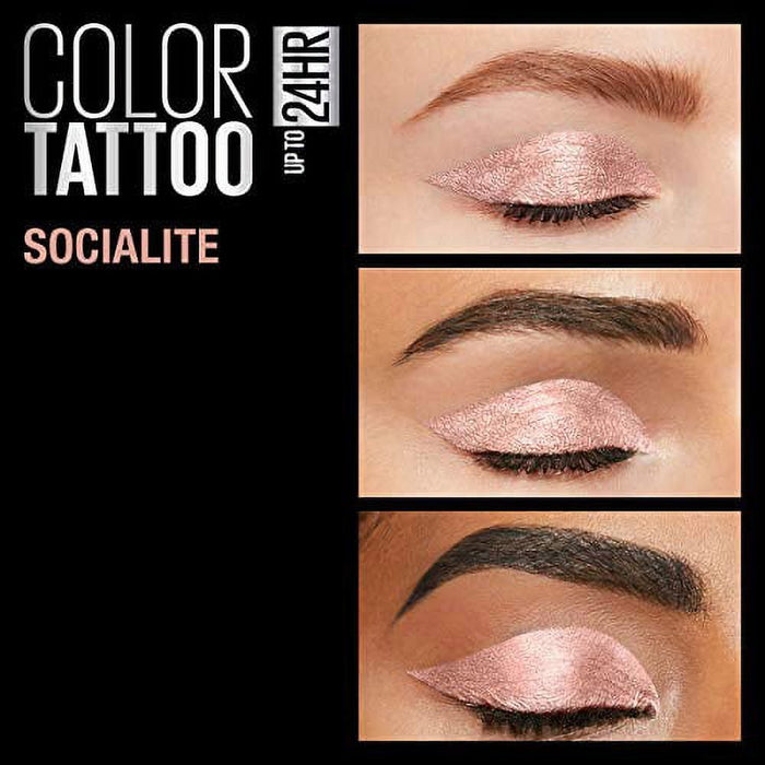 Maybelline Color Tattoo Up To 24HR Longwear Cream Eyeshadow Makeup, Socialite, 0.14 oz