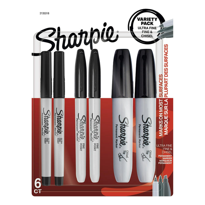 Sharpie Permanent Markers, Multi-Tip Pack, Fine/Ultra Fine/Chisel Tip ...