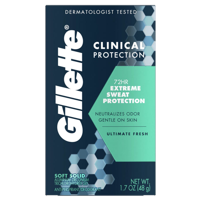 Gillette Clinical Soft Solid Ultimate Fresh Antiperspirant Deodorant; 1.7 oz