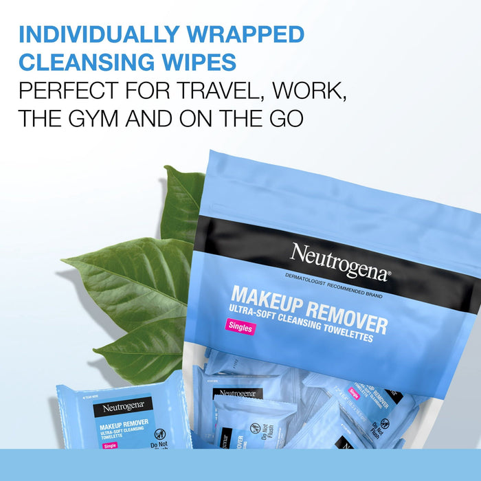 Neutrogena Cleansing Makeup Remover Wipes, Individually Wrapped, 20 Ct