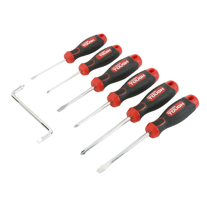 Hyper Tough Heavy-Duty 7-Piece Full Size Steel Philip and Slotted Screwdriver Set, Model 43057