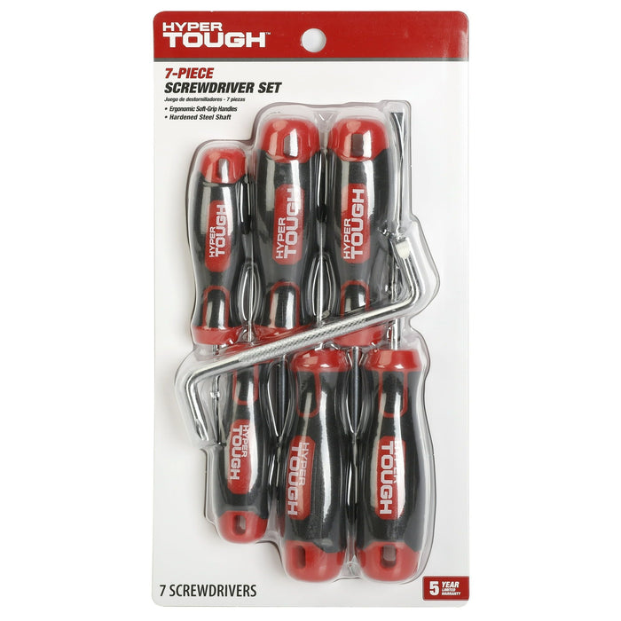 Hyper Tough Heavy-Duty 7-Piece Full Size Steel Philip and Slotted Screwdriver Set, Model 43057