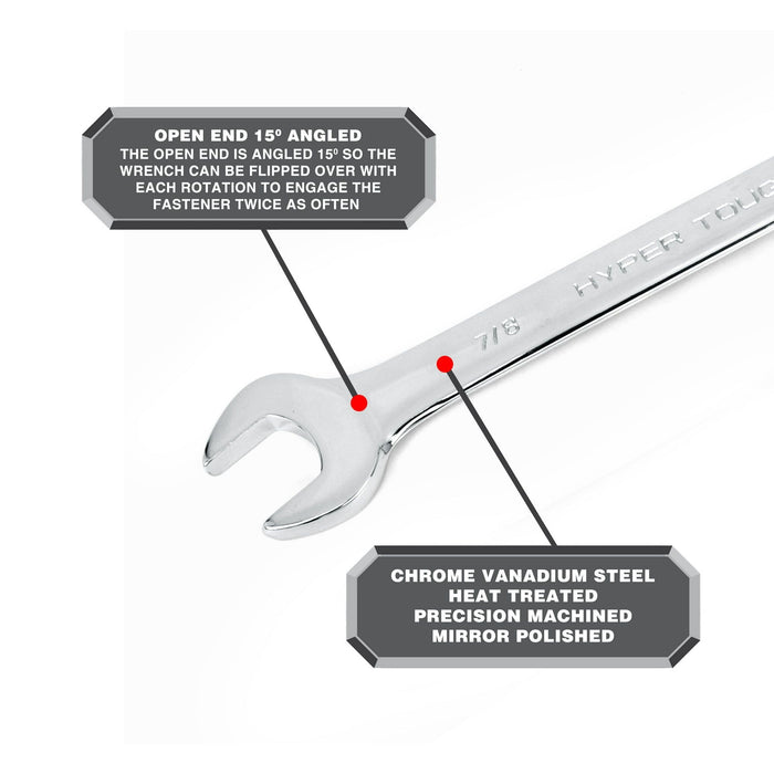 Hyper Tough 15-Piece SAE Combination Wrench Set