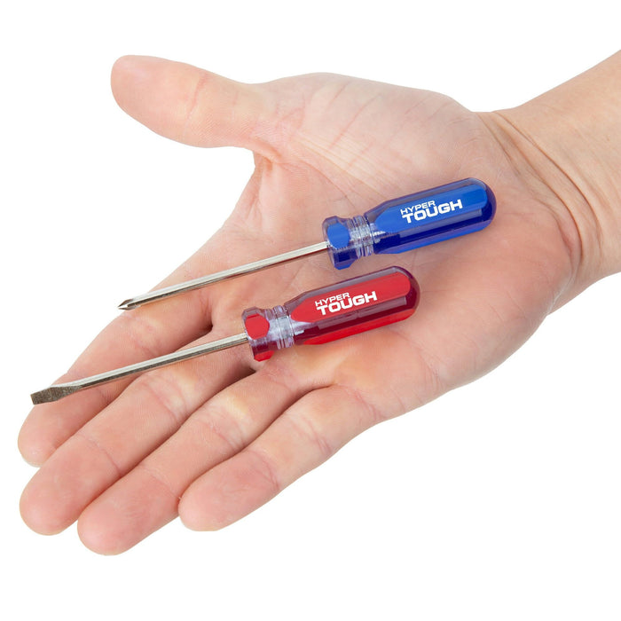 Hyper Tough 2-Piece Acetate Handle Mini Pocket Screwdriver, 4 1/2-inch Screwdriver Set