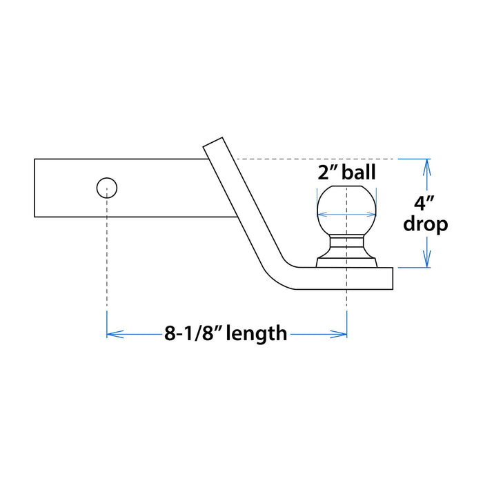 Hyper Tough 4 inch Drop Trailer Hitch Starter Kit, Steel, with 5/8 inch Pin, Class III, Black, 2 inch Ball