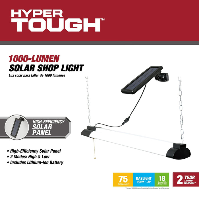 Hyper Tough 1000 Lumen Solar Slim LED Shop Light